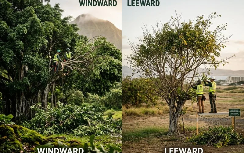 Windward versus leeward growth rate