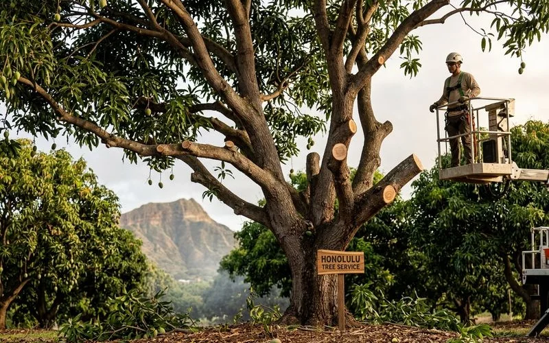 Mango tree pruned after harvest